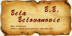 Bela Belovanović vizit kartica